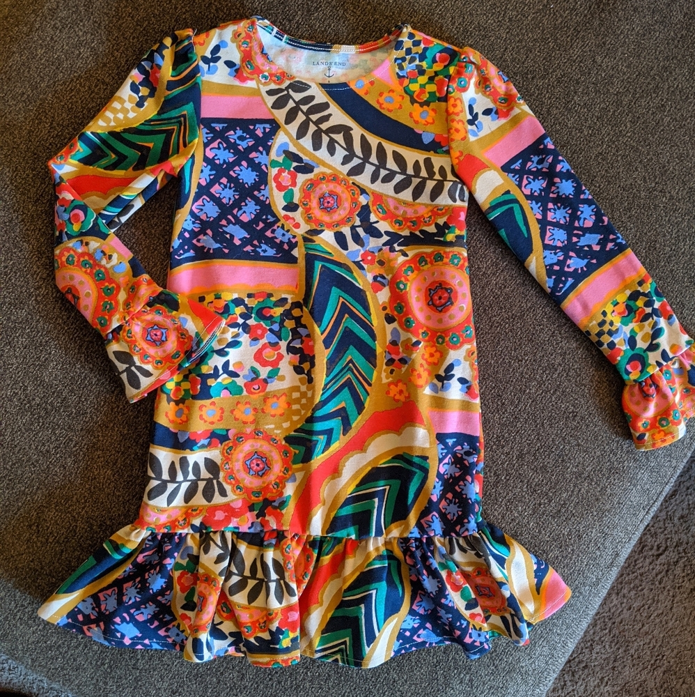 Land's End Mod Girls Ruffled Dress